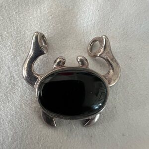 Crab Pendant Sterling Silver 925 w/Black Onyx Stone by Crab Bijoux D'Amour JBNI